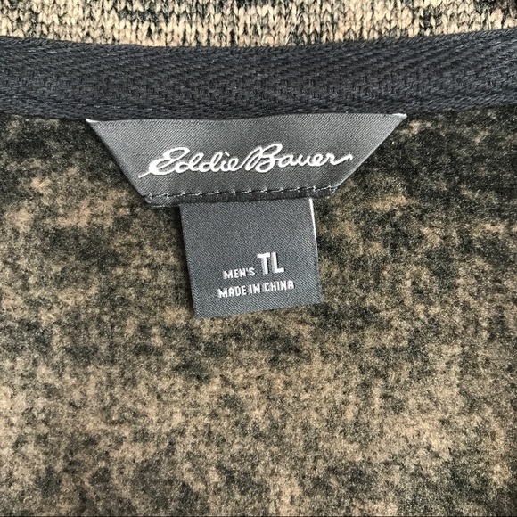 Eddie Bauer Taupe Tan Black Fleece Pullover - Picture 10 of 11